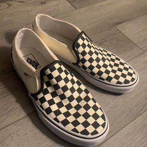 Checkered slip on vans